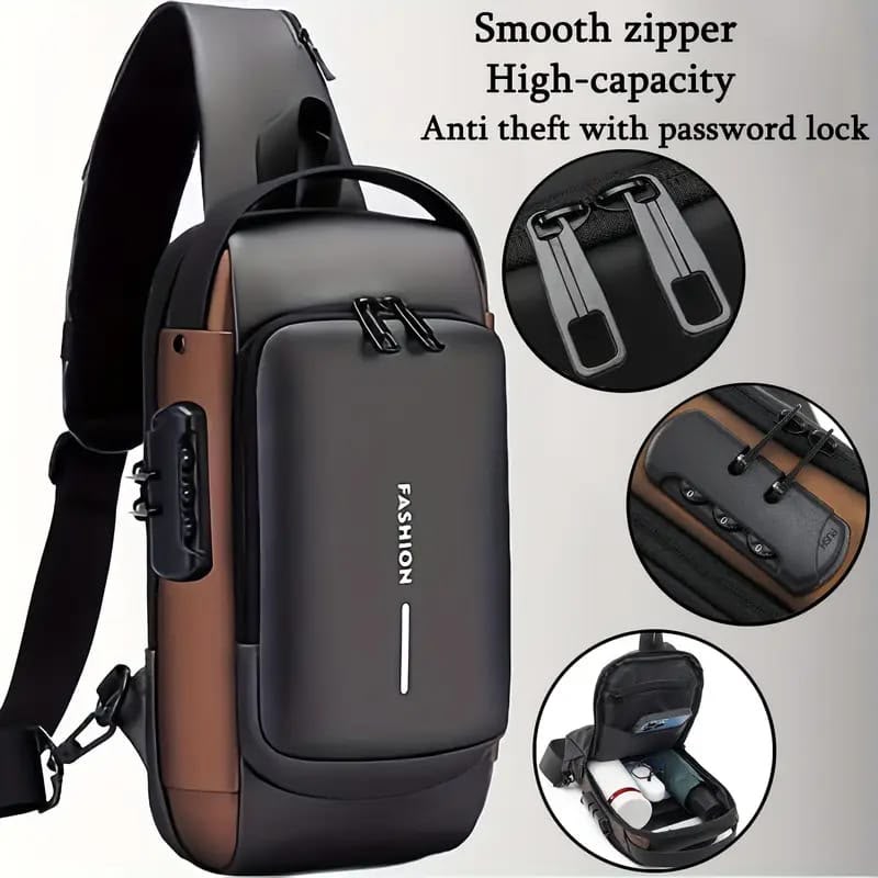 Premium Anti-Theft Sling Bag with Password Lock – High-Capacity Crossbody Shoulder Chest Pack with Smooth Zipper for Travel, Tech, and Daily Commuting