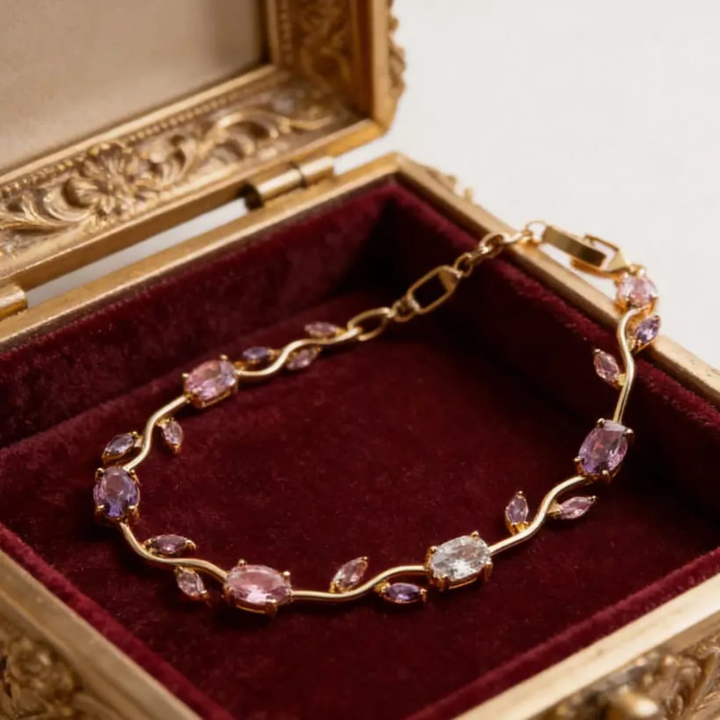 Tulip Bracelet – Premium Quality Stainless Steel Elegant Bracelet for Women | Golden Base